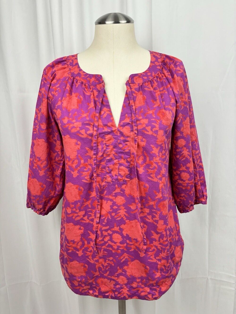 LOFT Blouse Women XS Casual Basic Shirt Pullover 3/4-Sleeve Top Business